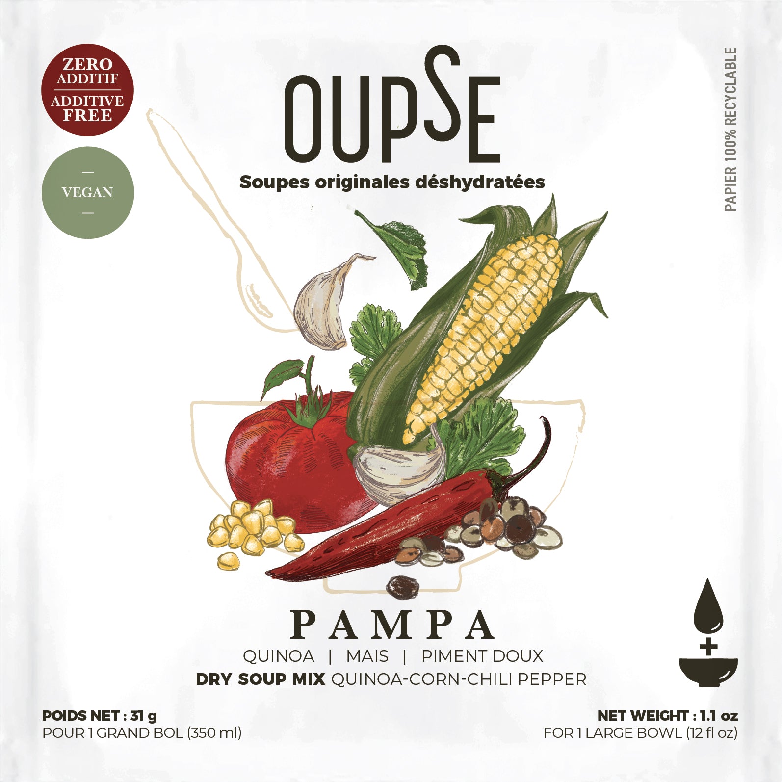 Soupe déshydratée Oupse / grand bol 350 ml-Pampa –