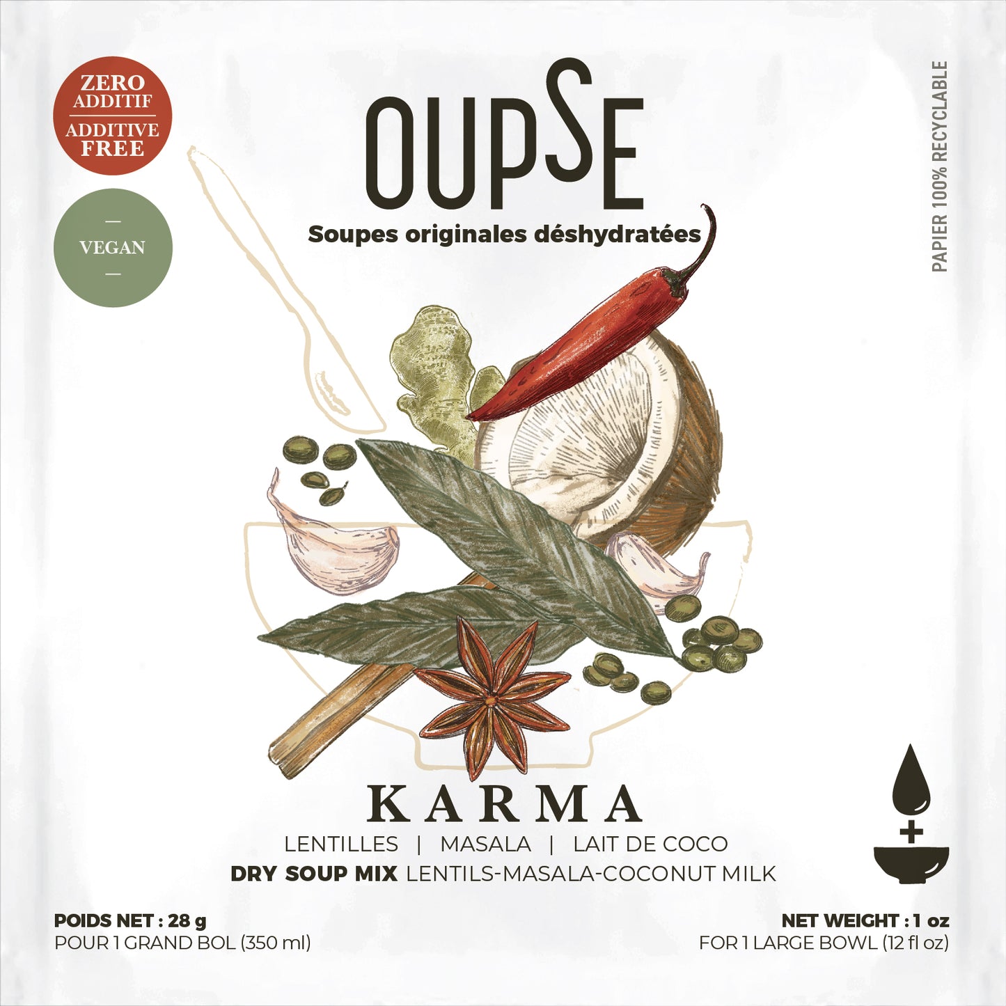 Soupe déshydratée Oupse / grand bol 350 ml-Karma